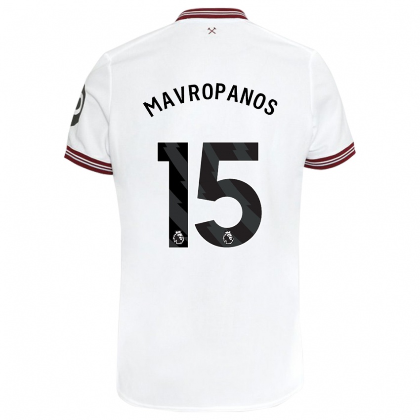 Enfant Maillot Konstantinos Mavropanos #15 Blanc Tenues Extérieur 2023/24 T-Shirt