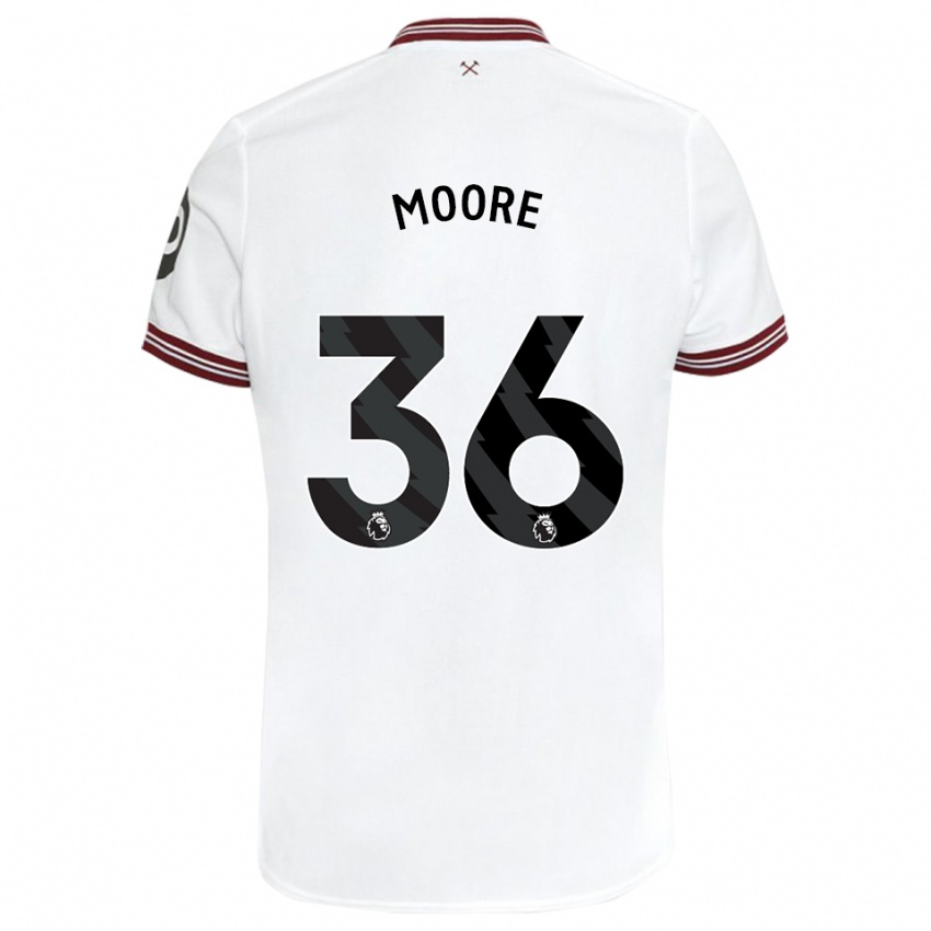 Enfant Maillot Sean Moore #36 Blanc Tenues Extérieur 2023/24 T-Shirt