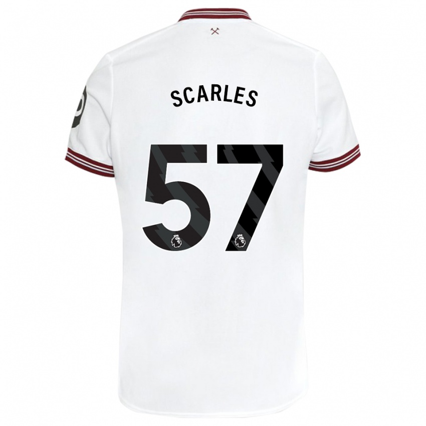 Enfant Maillot Oliver Scarles #57 Blanc Tenues Extérieur 2023/24 T-Shirt