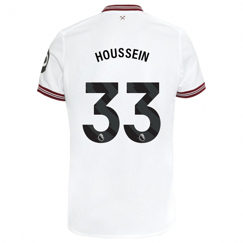 Enfant Maillot Halle Houssein #33 Blanc Tenues Extérieur 2023/24 T-Shirt