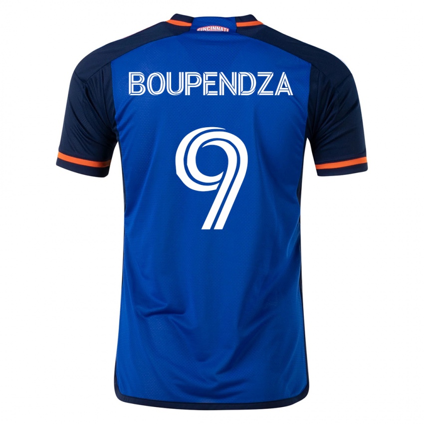 Enfant Maillot Aaron Boupendza #9 Bleu Tenues Domicile 2023/24 T-Shirt