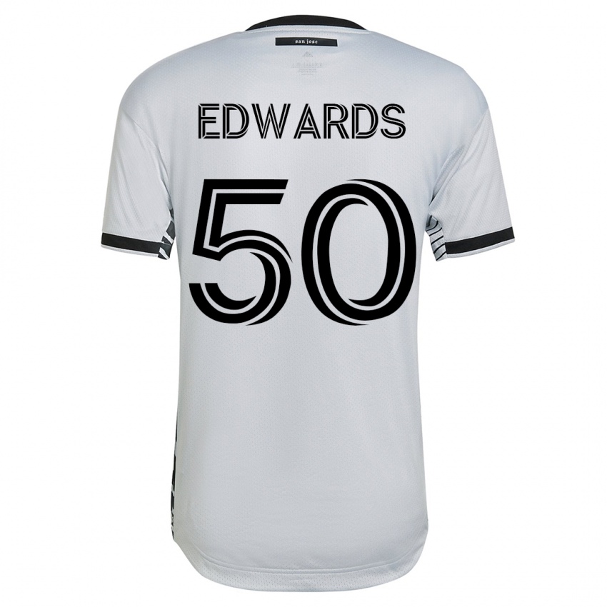 Enfant Maillot Aaron Edwards #50 Blanc Tenues Extérieur 2023/24 T-Shirt