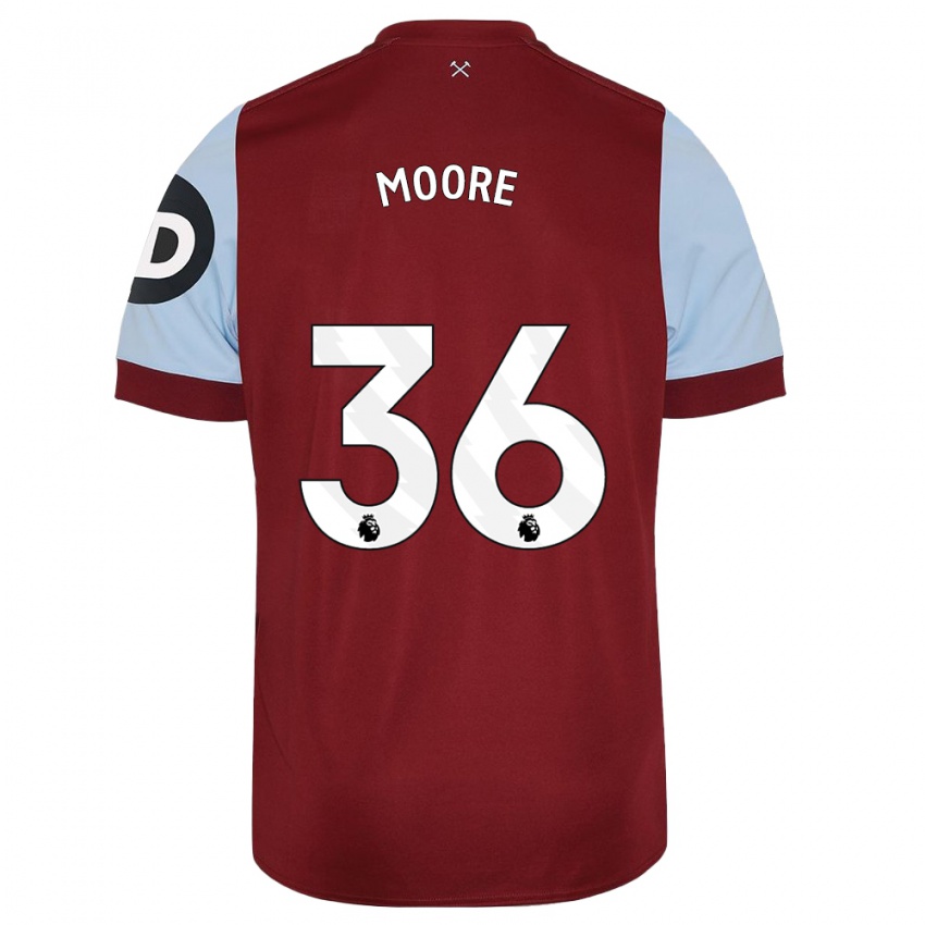 Enfant Maillot Sean Moore #36 Bordeaux Tenues Domicile 2023/24 T-Shirt