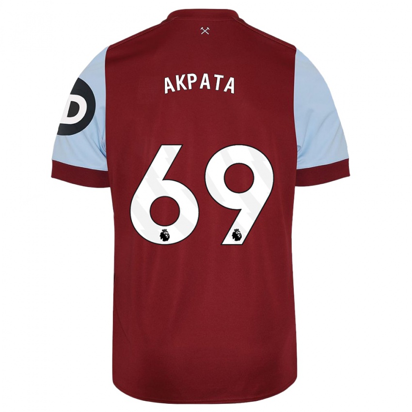 Enfant Maillot Tyron Akpata #69 Bordeaux Tenues Domicile 2023/24 T-Shirt