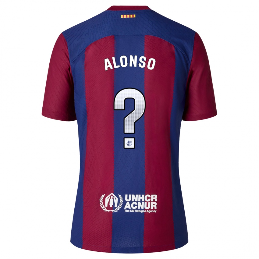 Enfant Maillot Aáron Alonso #0 Rouge Bleu Tenues Domicile 2023/24 T-Shirt