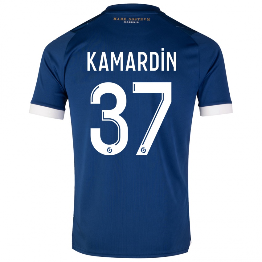 Enfant Maillot Aaron Kamardin #37 Bleu Foncé Tenues Extérieur 2023/24 T-Shirt