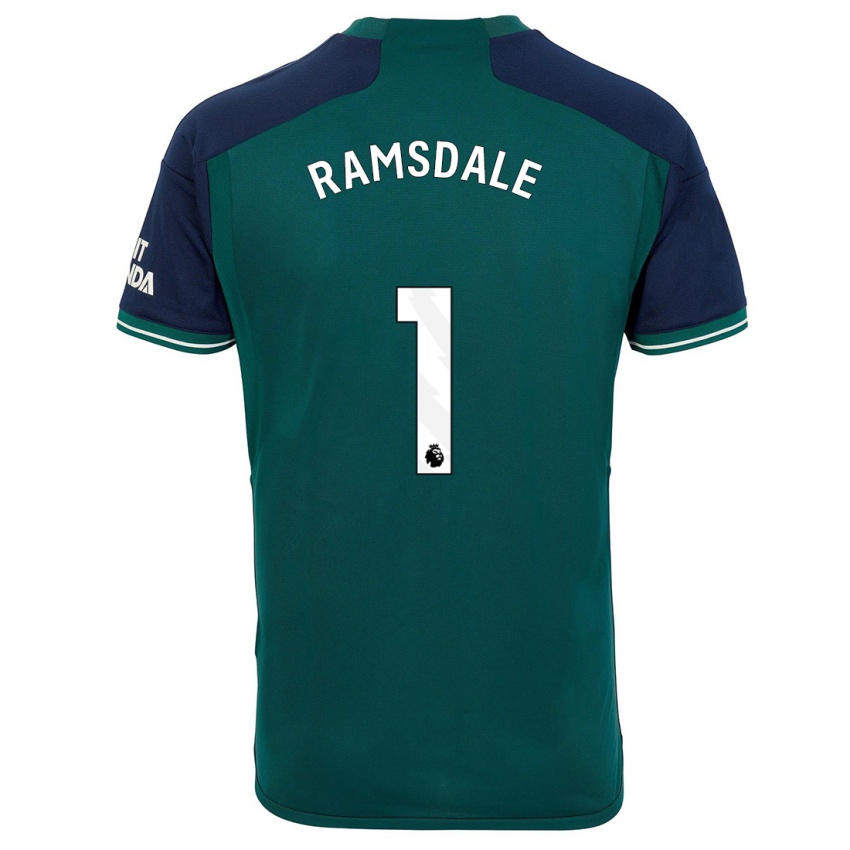 Enfant Maillot Aaron Ramsdale #1 Vert Troisieme 2023/24 T-Shirt